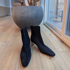 STAUD Elegant Black Suede Heeled Boots